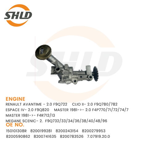 150101308R OilPump For RENAULT AVANTIME - 2.0 F9Q722 CLIO II- 2.0 F9Q780/782 ESPACE IV-2.0 F9Q820 MASTER 1981->-2.0 F4P770